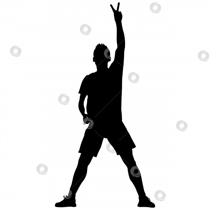 Скачать Силуэт человека с поднятой рукой в виде буквы V. Векторная иллюстрация фотосток Ozero