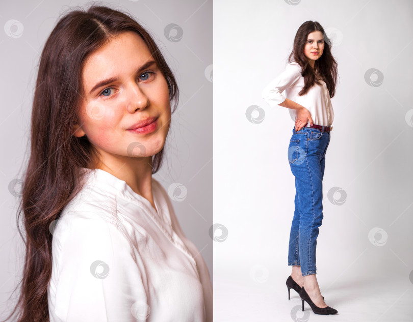 Скачать Портрет молодой красивой брюнетки-модели крупным планом фотосток Ozero