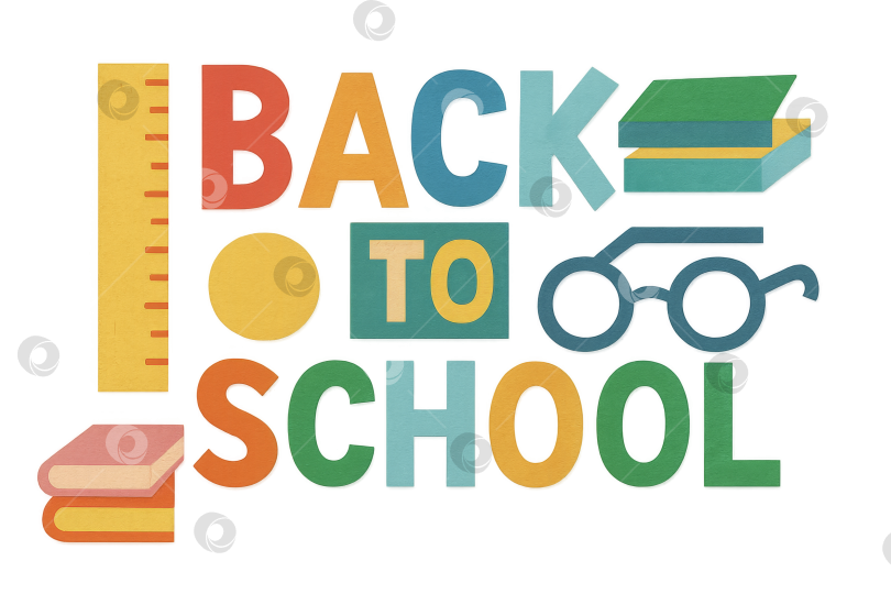 Скачать Тема "Назад в школу": книги и очки на белом фоне. Изолированные изображения на прозрачном фоне фотосток Ozero