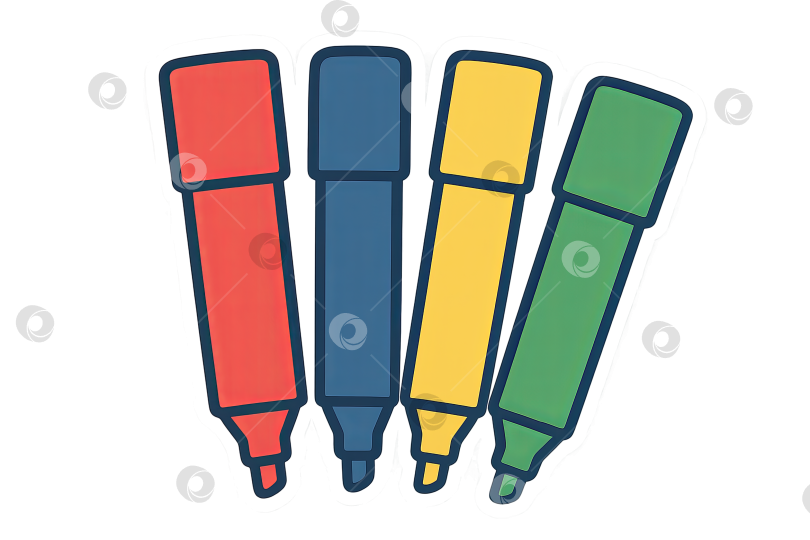 Скачать Разноцветные маркеры, стоящие в ряд, на прозрачном фоне, снова в школу фотосток Ozero