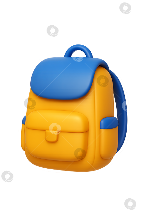 Скачать Желто-синий рюкзак, символизирующий концепцию "назад в школу", на прозрачном фоне фотосток Ozero