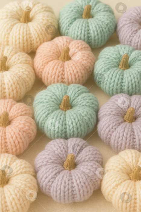 Скачать Фон из тыкв на Хэллоуин в пастельных тонах, расположенных рядами фотосток Ozero