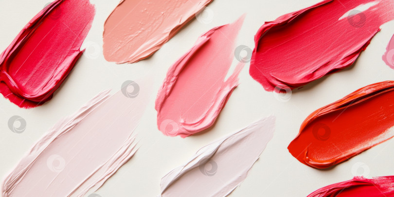 Скачать Текстуры косметических средств для губной помады распределяются различными цветами, создавая абстрактный фон фотосток Ozero