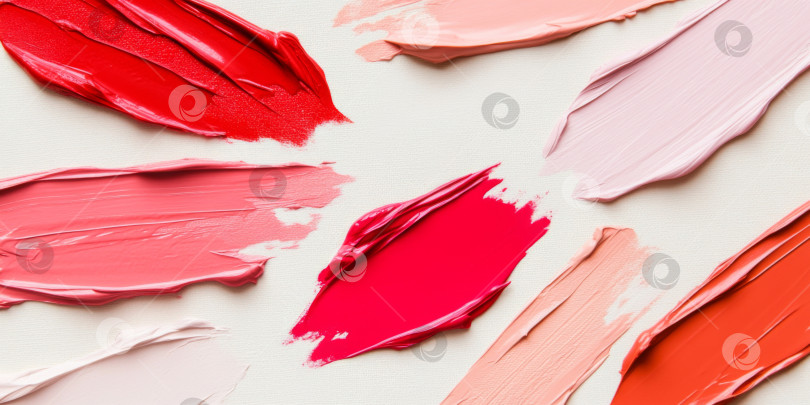Скачать Текстуры косметики для губной помады распределяются различными цветами, создавая абстрактный фон фотосток Ozero