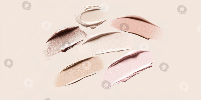 Скачать Жидкие косметические текстуры с нанесенным хайлайтером и тональным кремом фотосток Ozero