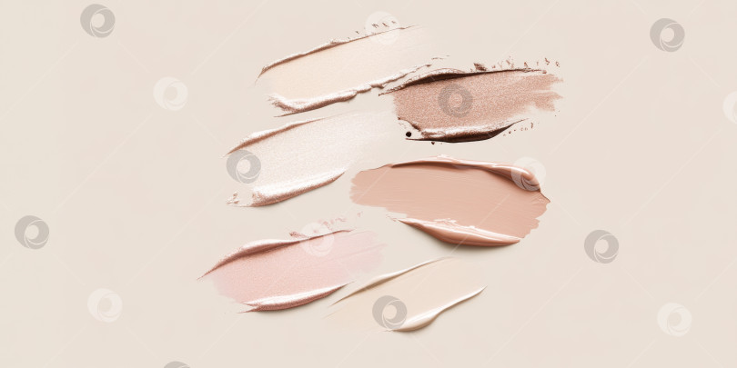 Скачать Жидкие косметические текстуры с нанесенным хайлайтером и тональным кремом фотосток Ozero