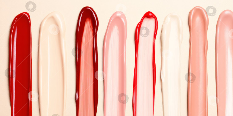 Скачать Текстура губной помады размазывается различными цветами для создания фона косметики фотосток Ozero