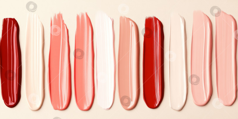 Скачать Текстура губной помады размазывается различными цветами для создания фона косметики фотосток Ozero