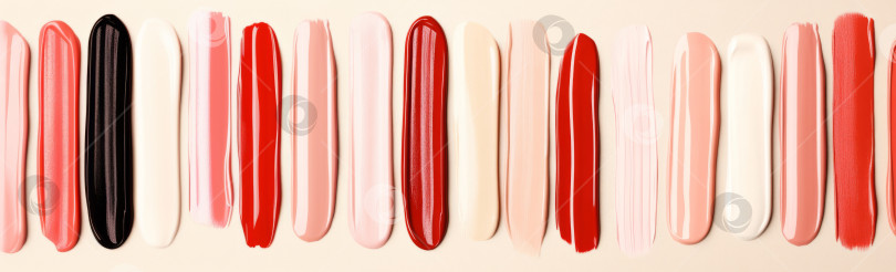 Скачать Текстура губной помады размазывается различными цветами для создания фона косметики фотосток Ozero