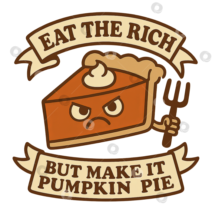 Скачать Анимированная иллюстрация тыквенного пирога на тему "Съешь что-нибудь вкусненькое", выделенная на прозрачном фоне фотосток Ozero