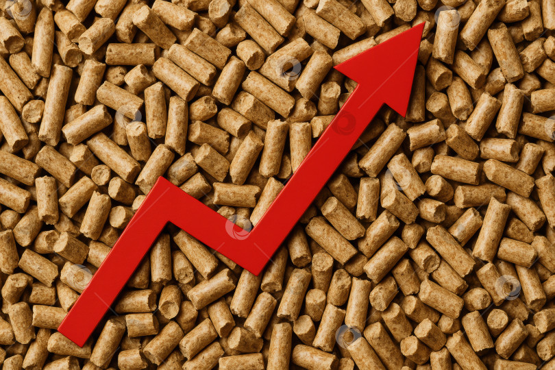 Скачать Графическое представление роста производства гранул из биомассы: Тенденция к росту, указывающая на растущий спрос на устойчивые источники энергии и экологически чистые виды топлива фотосток Ozero