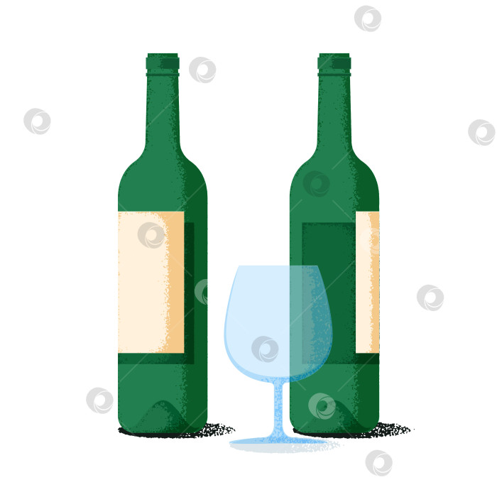 Скачать Пара винных бутылок и набор плоских значков из стекла в стиле ретро фотосток Ozero