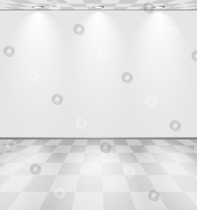 Скачать Светлая комната с белыми стенами и клетчатым полом фотосток Ozero