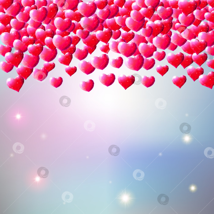 Скачать Фон на День Святого Валентина с разбросанными сердечками из драгоценных камней фотосток Ozero