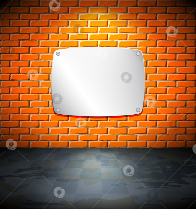 Скачать Металлический экран на кирпичной стене фотосток Ozero