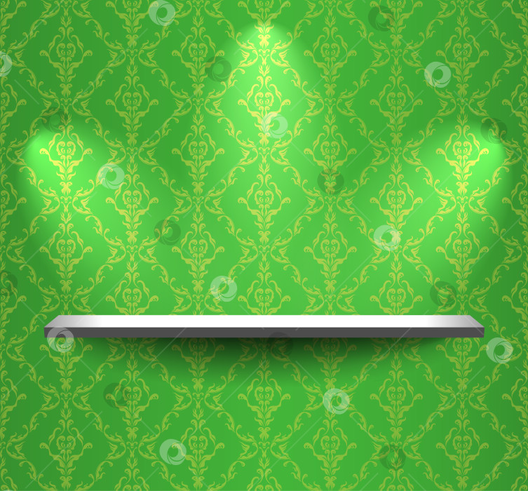 Скачать Полка на зеленой стене фотосток Ozero