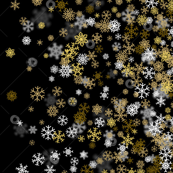 Скачать Фон снегопада с золотыми снежинками, размытыми в темноте фотосток Ozero