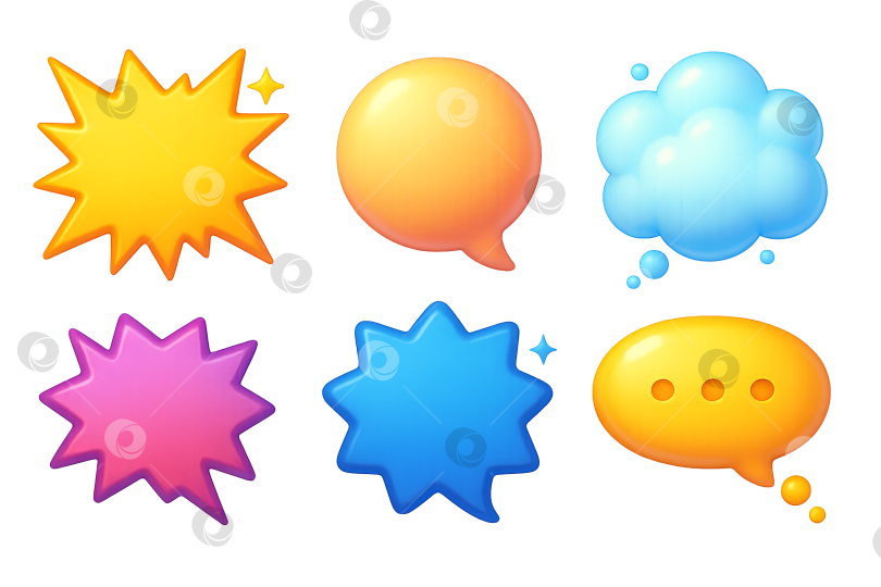 Скачать Речевой пузырь, выполненный в различных формах и цветах, выделен на прозрачном фоне фотосток Ozero