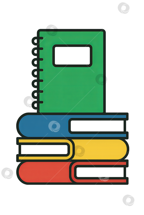 Скачать Стопка красочных школьных учебников в изолированном стиле на тему возвращения в школу фотосток Ozero