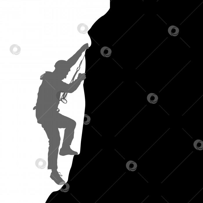 Скачать Черный силуэт скалолаза на белом фоне. Векторная иллюстрация фотосток Ozero