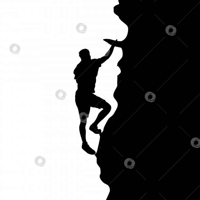 Скачать Черный силуэт скалолаза на белом фоне фотосток Ozero