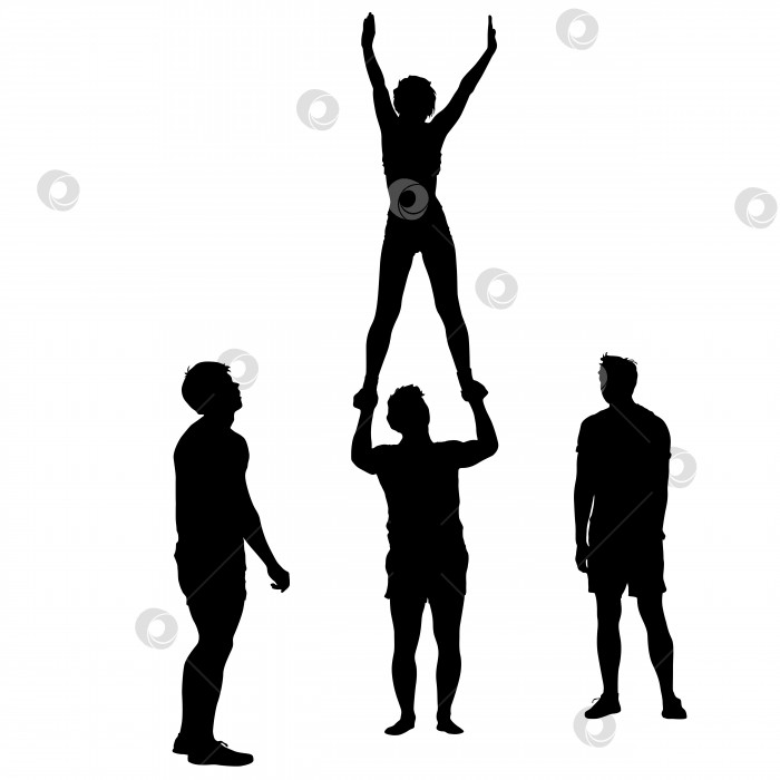 Скачать Черный силуэт двух акробатов показывает стойку на руках. Векторная иллюстрация фотосток Ozero