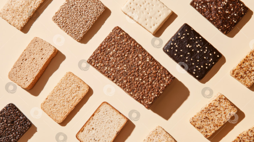 Скачать Разнообразные лепешки и тосты из цельного зерна, приготовленные в качестве основы фотосток Ozero