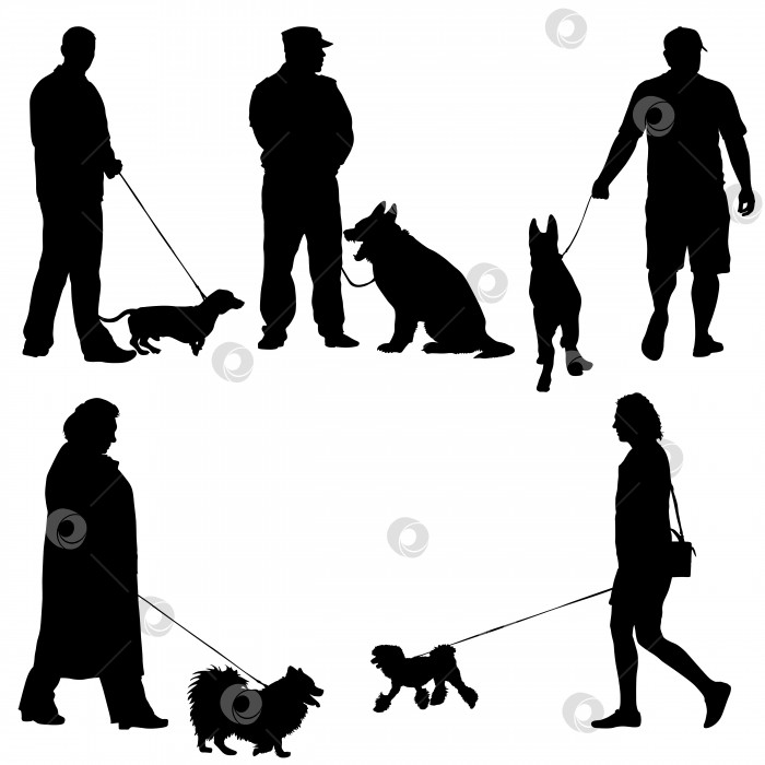 Скачать Установите ilhouette из людей и собаки. Векторная иллюстрация фотосток Ozero
