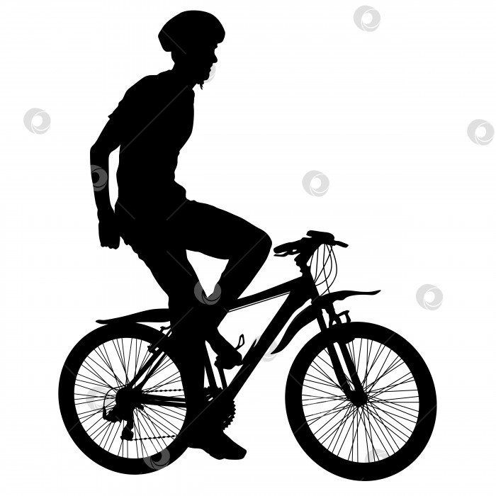Скачать Силуэт мужчины-велосипедиста. векторная иллюстрация фотосток Ozero