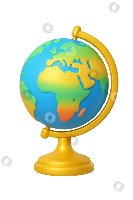 Скачать Глобус на подставке с изображением разноцветных континентов, идеально подходящий для темы "Назад в школу". Изолированный на прозрачном фоне фотосток Ozero