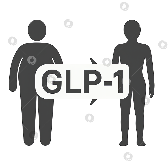 Скачать Концепция GLP1 с силуэтами двух тел, иллюстрирующими изменение веса. Выделено на прозрачном фоне фотосток Ozero