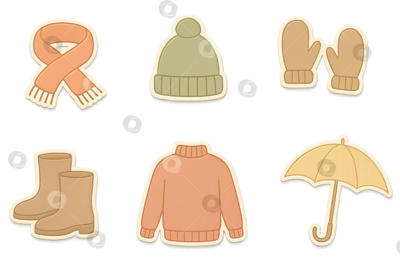 Скачать Значки осенней одежды и аксессуаров на прозрачном фоне фотосток Ozero