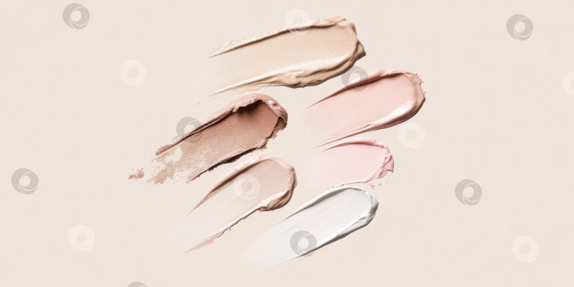 Скачать Жидкие косметические текстуры с нанесенным хайлайтером и тональным кремом фотосток Ozero