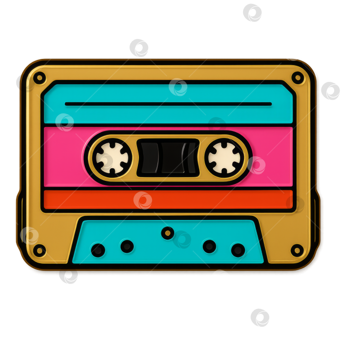 Скачать Эмалевый штифт для кассетной ленты, выделенный на прозрачном фоне, ретро-концепция фотосток Ozero