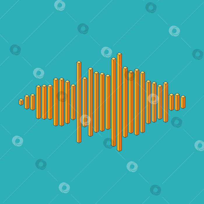 Скачать Плоский изометрический значок музыкальной волны, состоящий из пиковых линий фотосток Ozero