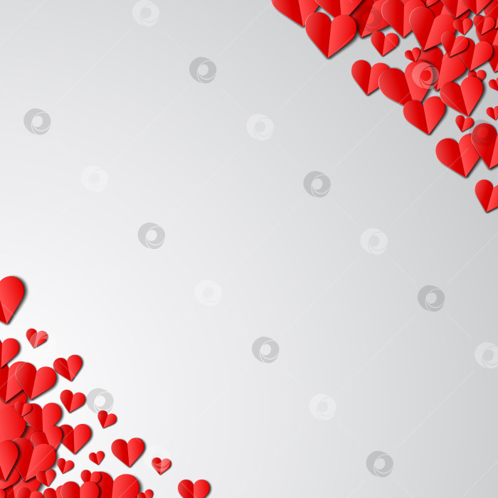 Скачать Открытка на День Святого Валентина с вырезанными из бумаги сердечками фотосток Ozero