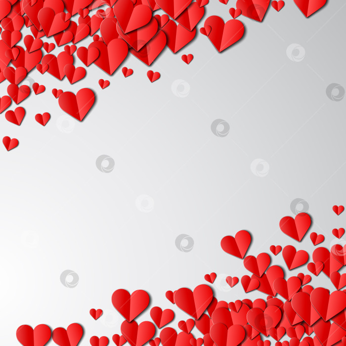 Скачать Открытка на День Святого Валентина с вырезанными из бумаги сердечками фотосток Ozero