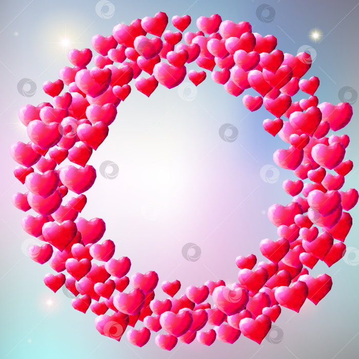 Скачать Фон на День Святого Валентина с разбросанными сердечками из драгоценных камней фотосток Ozero