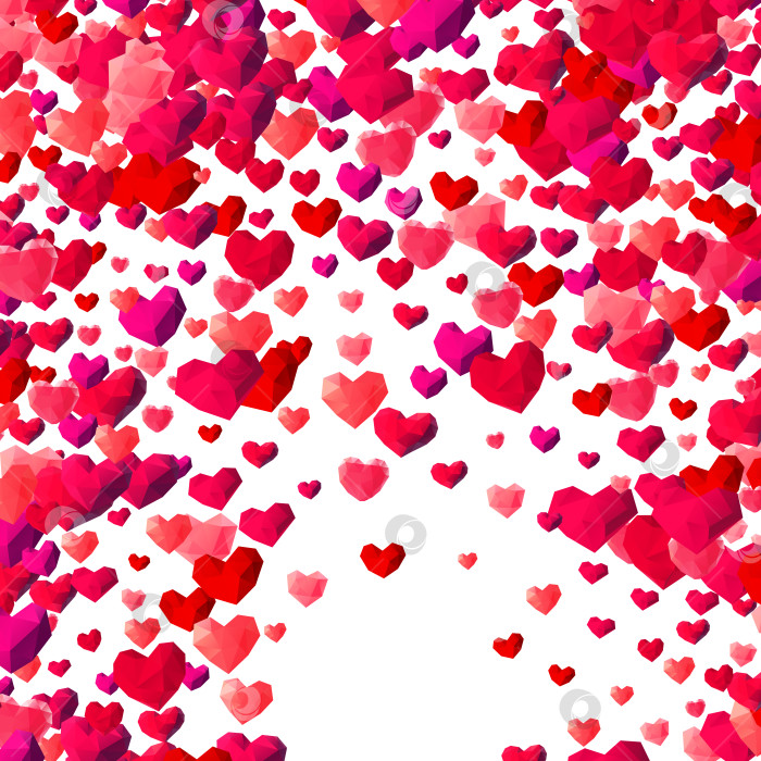 Скачать Фон на День Святого Валентина с разбросанными треугольными сердечками фотосток Ozero