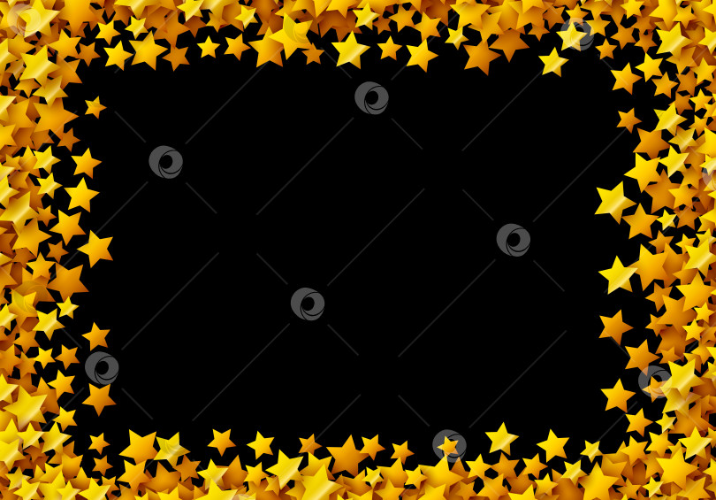 Скачать Золотые звезды блестят, рассыпанные по черному цвету праздничной открытки фотосток Ozero