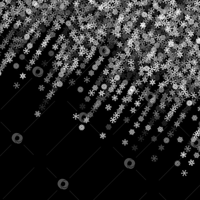 Скачать Снегопад со случайными снежинками в темноте фотосток Ozero
