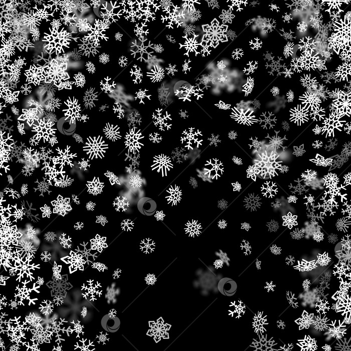 Скачать Фон снегопада со снежинками, размытыми в темноте фотосток Ozero
