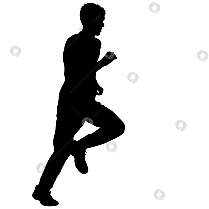 Скачать Черные силуэты бегунов-спринтеров на белом фоне фотосток Ozero