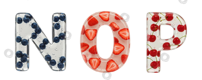 Скачать Набор букв из бесцветного геля с ягодами внутри фотосток Ozero