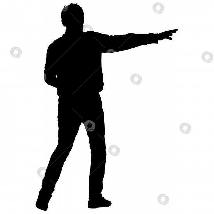 Скачать Черные силуэты человека с поднятой рукой. Векторная иллюстрация фотосток Ozero
