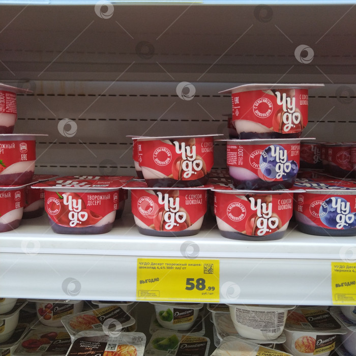 Скачать Отдел йогуртов в магазине "Магнит". фотосток Ozero