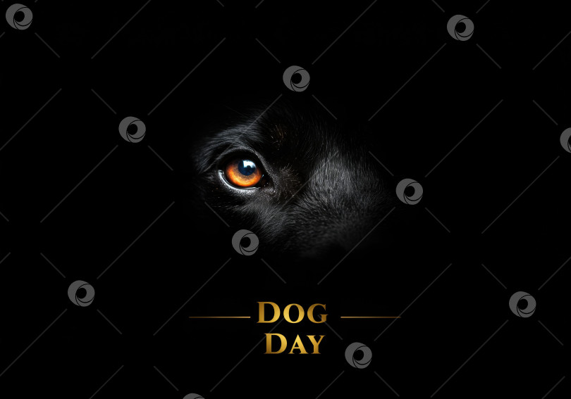 Скачать Крупный план собаки с красными глазами на черном фоне в День собаки. фотосток Ozero