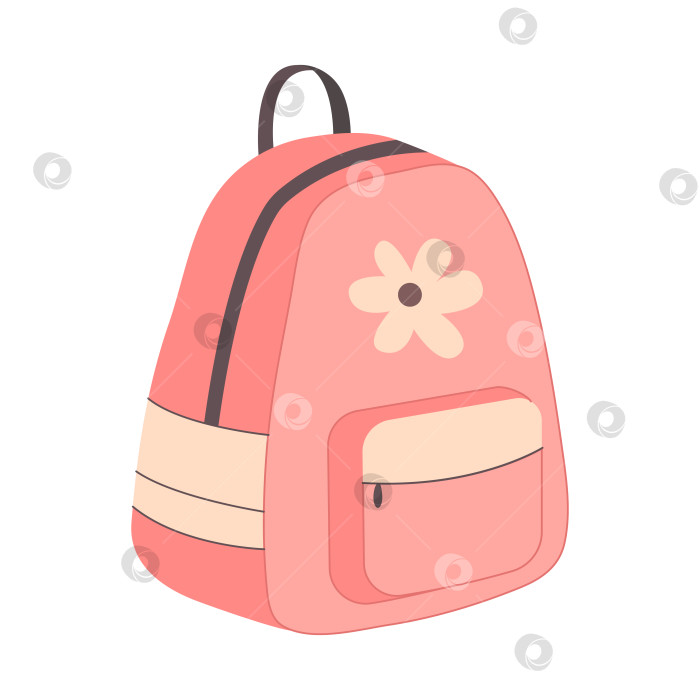 Скачать Розовый школьный рюкзак, выделенный на белом фоне фотосток Ozero