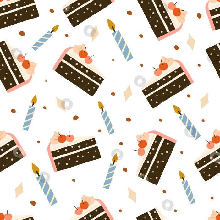 Скачать Торты с цветочным бесшовным рисунком для праздничного оформления фотосток Ozero