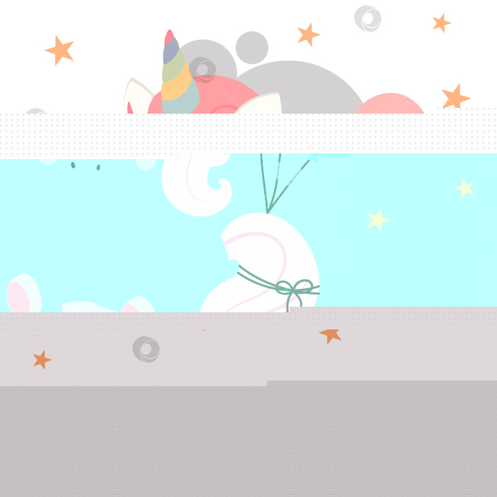 Скачать Милый единорог, сидящий на облаке. Дизайн приглашения на день рождения или поздравительной открытки. Плоский стиль фотосток Ozero